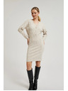 Moodo Плетени бежови рокли с декоративни копчета Moodo