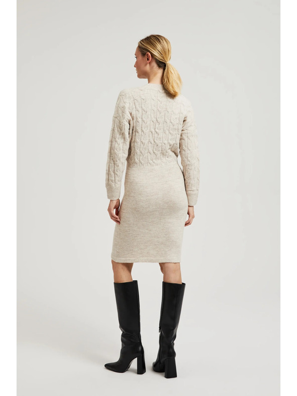 Moodo Плетени бежови рокли с декоративни копчета Moodo