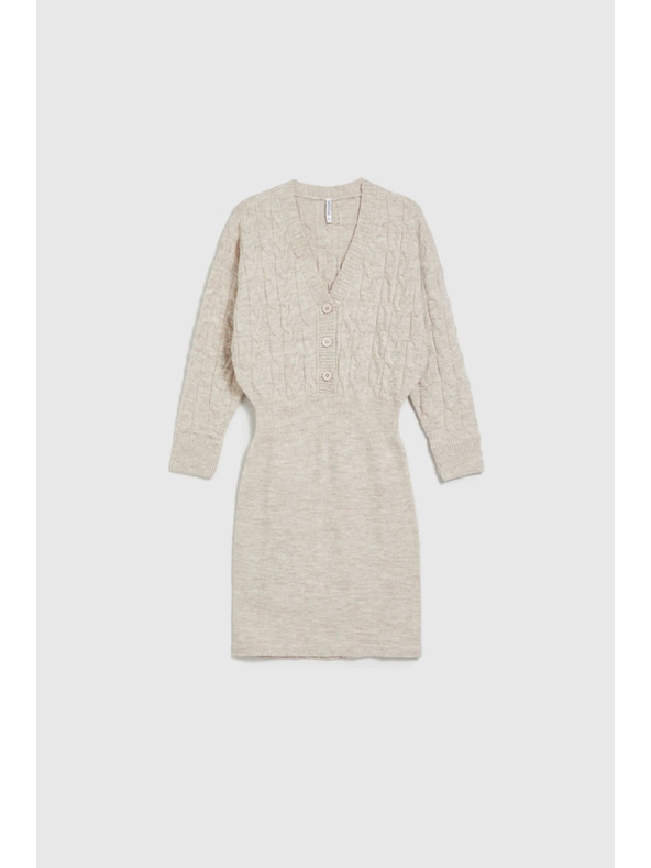 Moodo Плетени бежови рокли с декоративни копчета Moodo