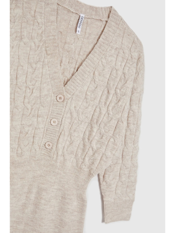 Moodo Плетени бежови рокли с декоративни копчета Moodo