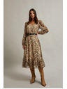 Moodo Бежови рокли с обемни ръкави и животински десен Moodo