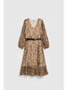 Moodo Бежови рокли с обемни ръкави и животински десен Moodo