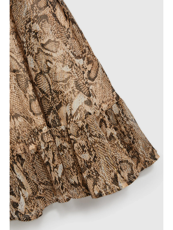 Moodo Бежови рокли с обемни ръкави и животински десен Moodo