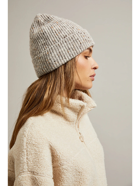 Moodo Ребрована бежова шапка Moodo