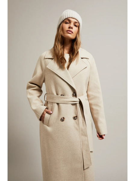 Moodo Топла бежова шапка с вълнена добавка Moodo