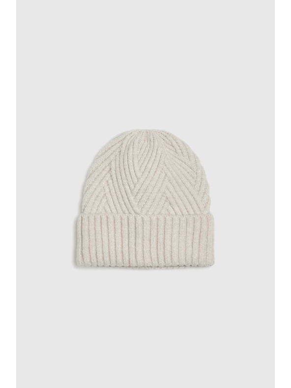 Moodo Топла бежова шапка с вълнена добавка Moodo