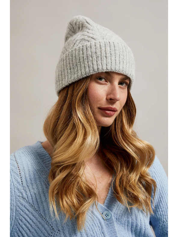 Moodo Сива шапка с десен на рибена кост Moodo