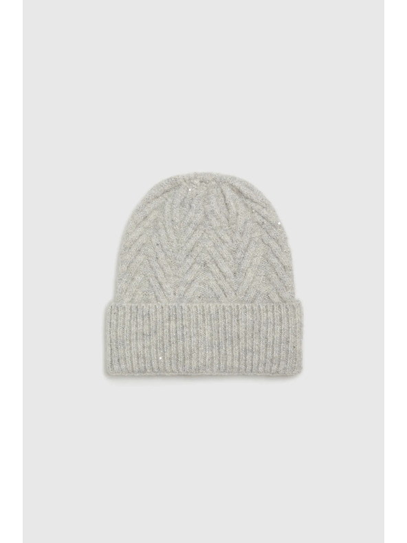 Moodo Сива шапка с десен на рибена кост Moodo