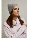 Moodo Ребрестa шапка с перли в сиво Moodo