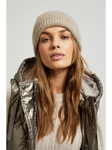 Moodo Бежова шапка с металически нишки Moodo