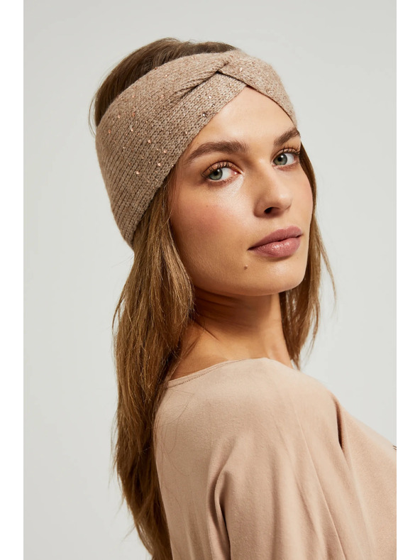 Moodo Лента за глава с пайети в бежово Moodo