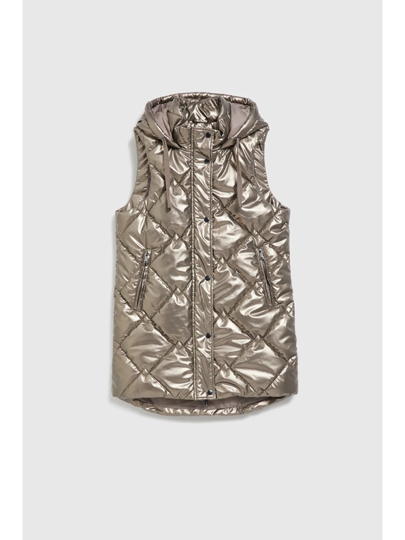 Moodo Стеган елек с качулка в бежово Moodo