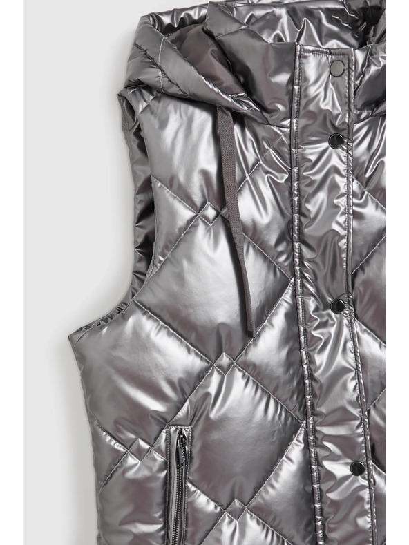 Moodo Стеган елек с качулка в сребристо Moodo