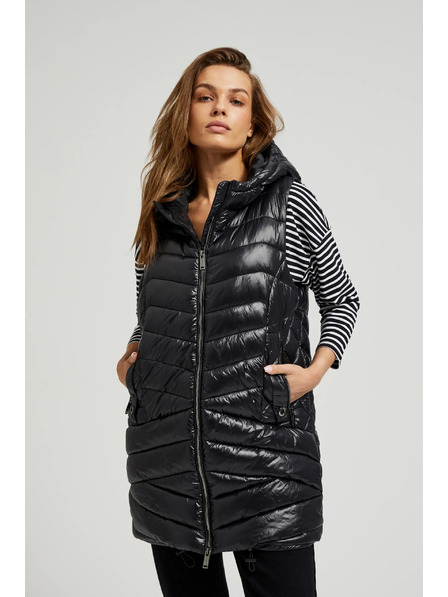 Moodo Стеган елек с цип в черно Moodo