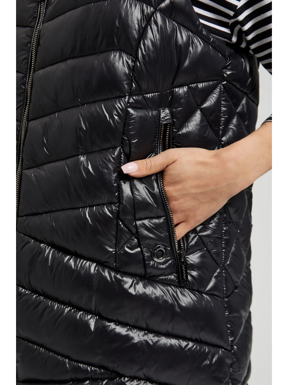 Moodo Стеган елек с цип в черно Moodo