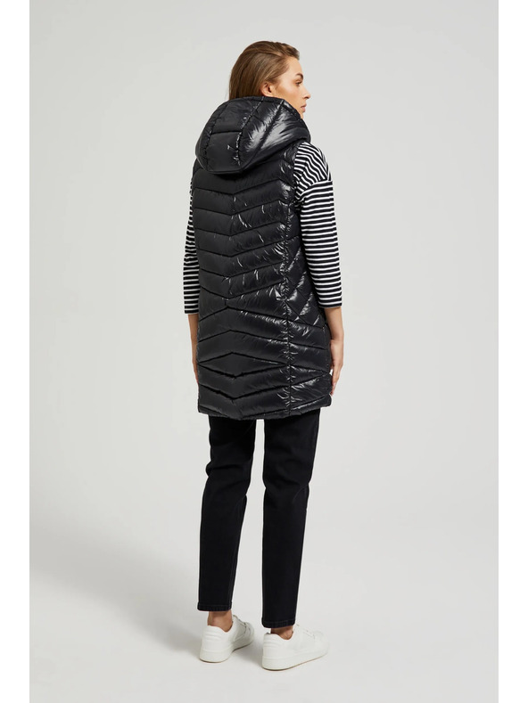 Moodo Стеган елек с цип в черно Moodo