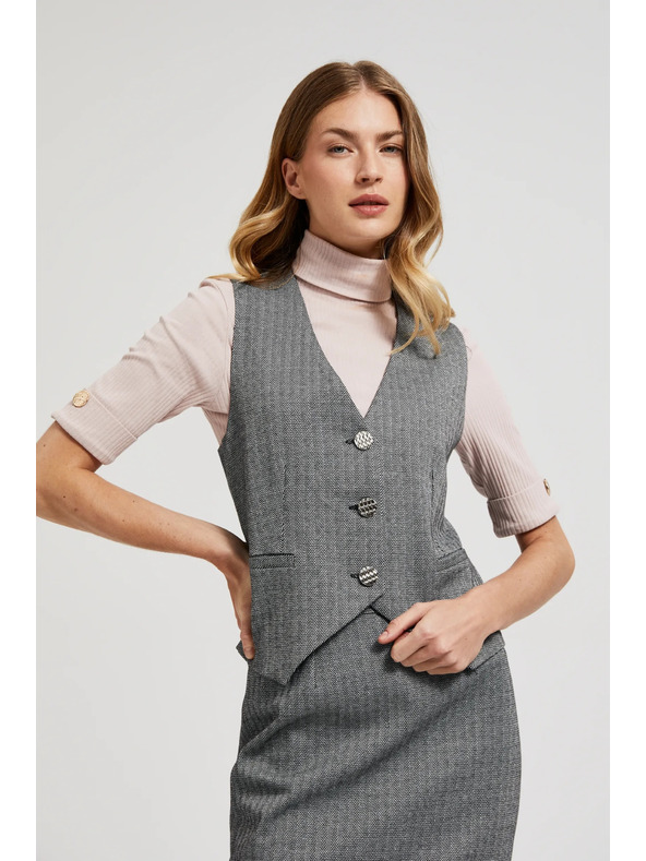 Moodo Елегантен елек в сиво със сребристи копчета Moodo