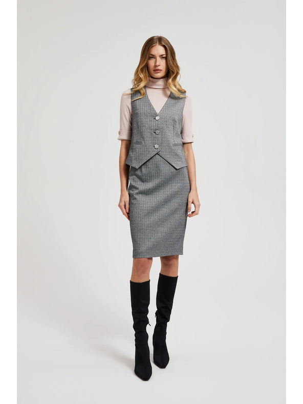 Moodo Елегантен елек в сиво със сребристи копчета Moodo