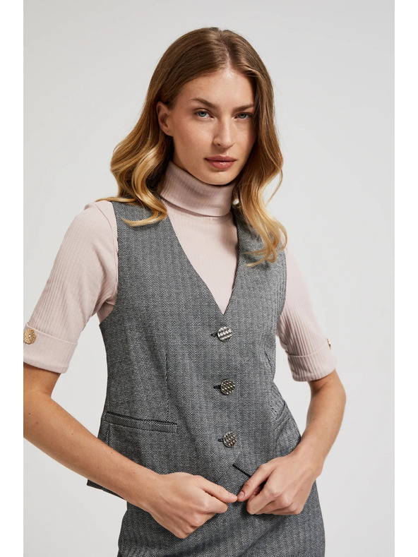 Moodo Елегантен елек в сиво със сребристи копчета Moodo