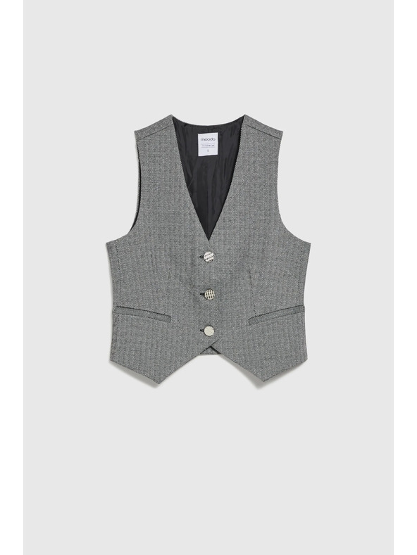 Moodo Елегантен елек в сиво със сребристи копчета Moodo