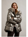 Moodo Металическо яке с пухкав качулка в бежово Moodo