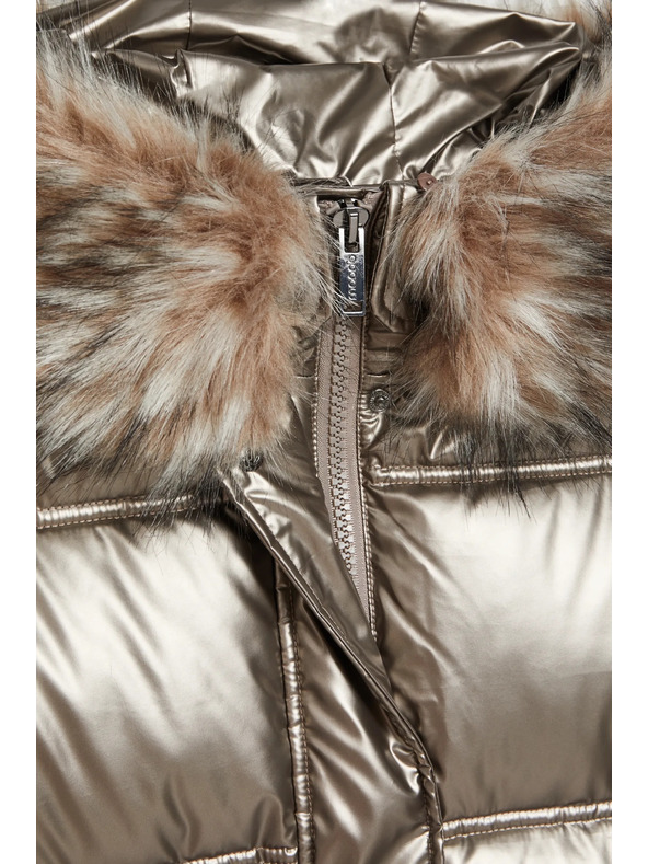 Moodo Металическо яке с пухкав качулка в бежово Moodo