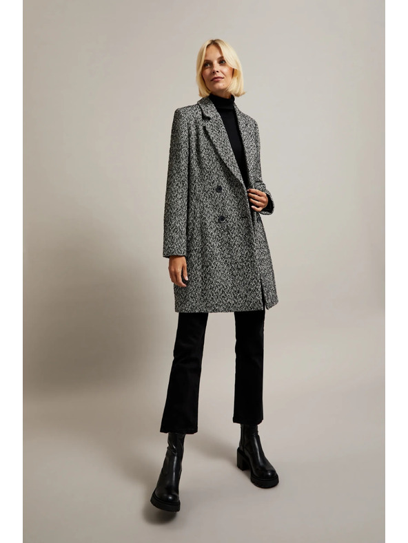 Moodo Палто с фин рибен десен в черно Moodo