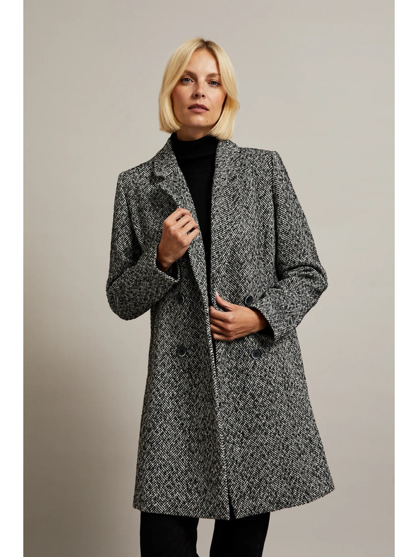 Moodo Палто с фин рибен десен в черно Moodo