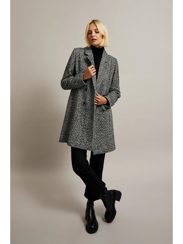 Moodo Палто с фин рибен десен в черно Moodo