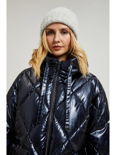 Moodo Металическо стегнато яке с качулка в тъмно синьо Moodo