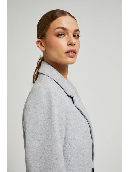 Moodo Прост сив шлифер, закопчаващ се с копчета Moodo