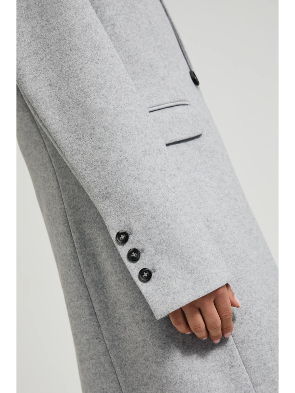 Moodo Прост сив шлифер, закопчаващ се с копчета Moodo