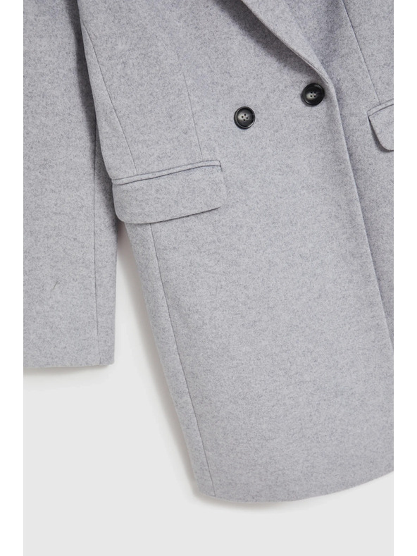 Moodo Прост сив шлифер, закопчаващ се с копчета Moodo