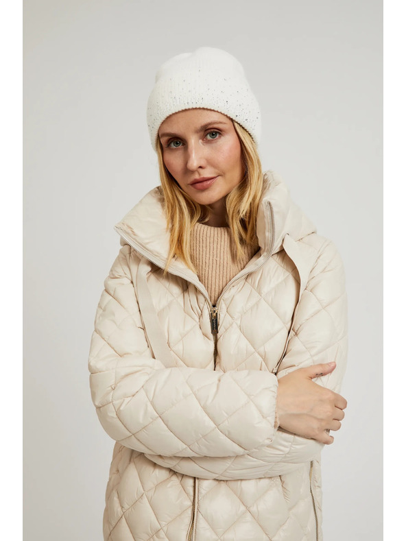 Moodo Кратко стегнато яке с качулка в бежово Moodo