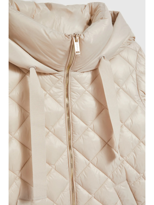 Moodo Кратко стегнато яке с качулка в бежово Moodo