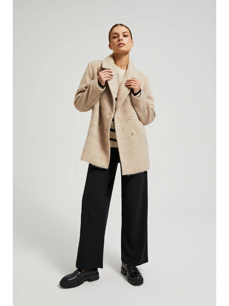 Moodo Двуредно палто с яка в бежово Moodo