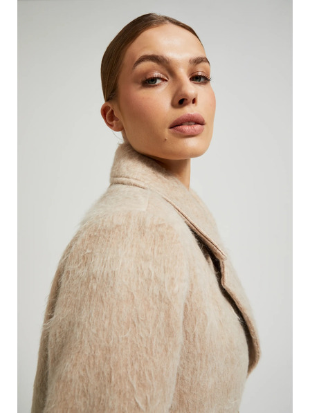 Moodo Двуредно палто с яка в бежово Moodo