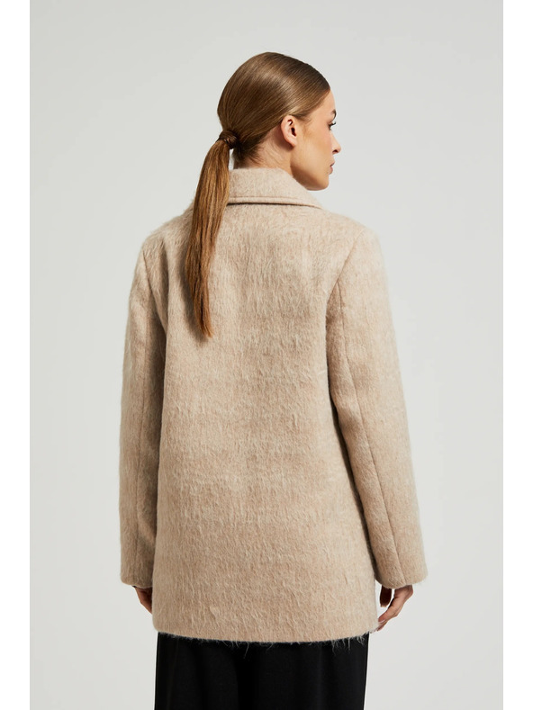 Moodo Двуредно палто с яка в бежово Moodo