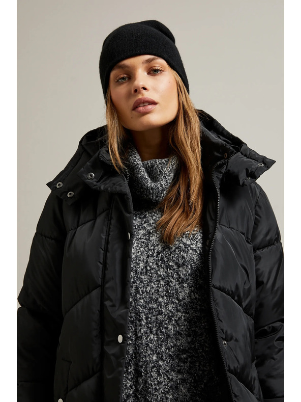 Moodo Дълго стегнато яке с качулка в черно Moodo