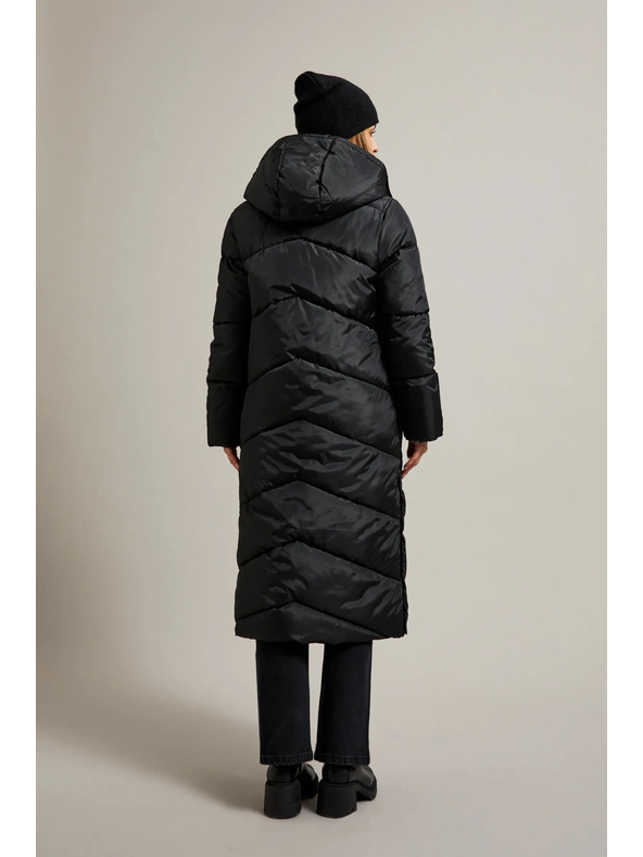 Moodo Дълго стегнато яке с качулка в черно Moodo