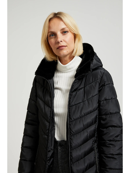 Moodo Стеганa яке с качулка и закопчаващи се джобове в черно Moodo