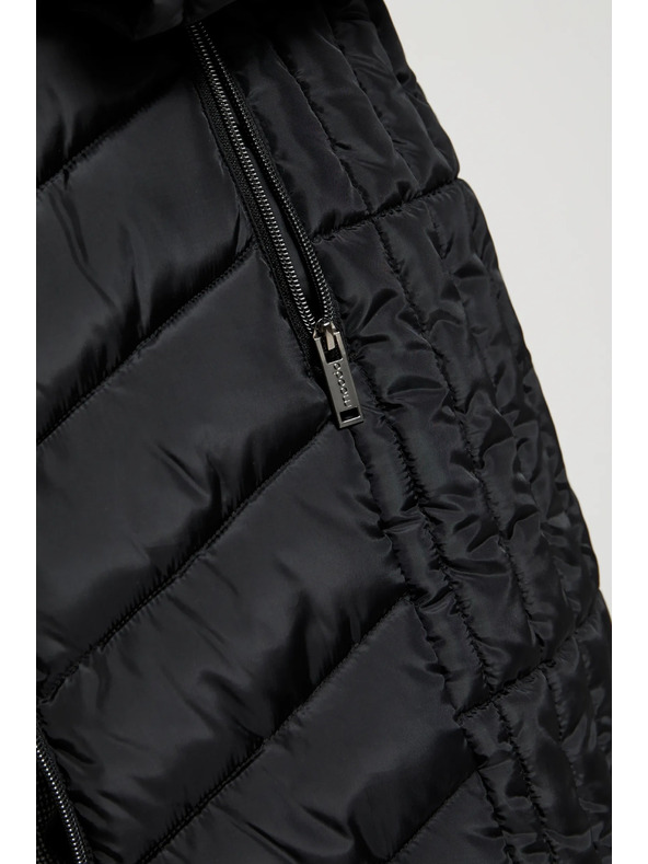 Moodo Стеганa яке с качулка и закопчаващи се джобове в черно Moodo