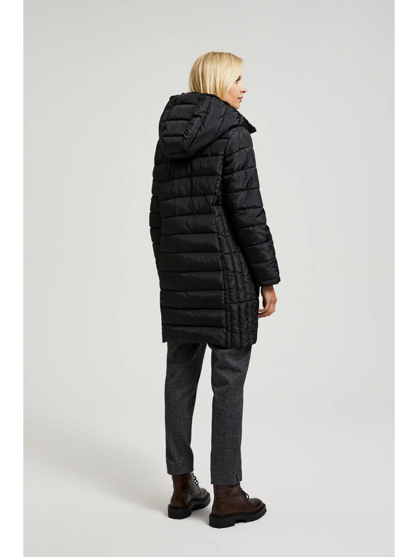 Moodo Стеганa яке с качулка и закопчаващи се джобове в черно Moodo