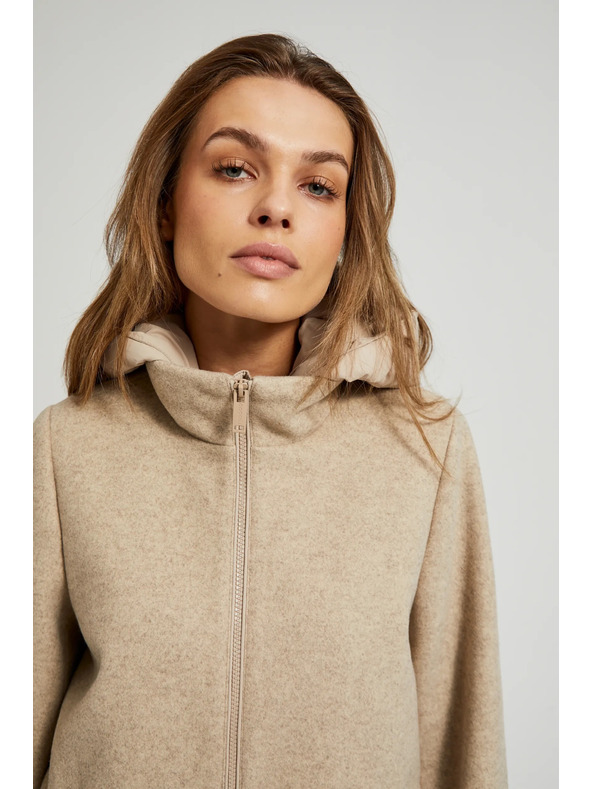 Moodo Яке с отделяща се качулка в бежово Moodo