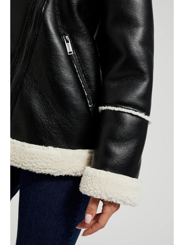 Moodo Черна яке с пухкав яка Moodo