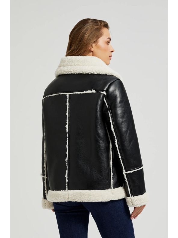 Moodo Черна яке с пухкав яка Moodo