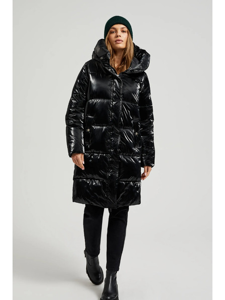 Moodo Дълго яке с качулка черно Moodo
