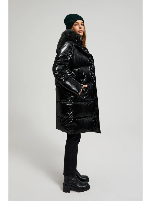 Moodo Дълго яке с качулка черно Moodo