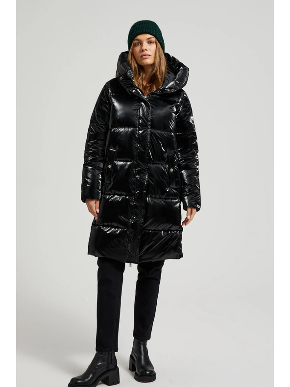 Moodo Дълго яке с качулка черно Moodo