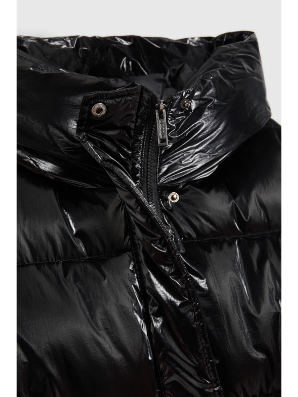 Moodo Дълго яке с качулка черно Moodo